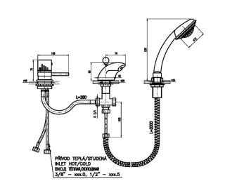 Смеситель на борт ванны Rav Slezak Dunaj DT270.5S хром